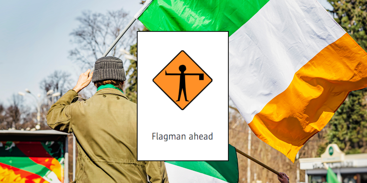 Flagman ahead sign from the Rules of the Road