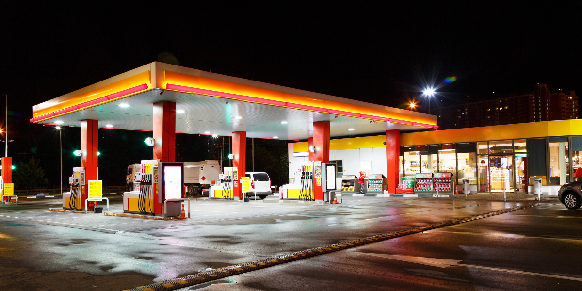 Photo of a petrol station forecourt
